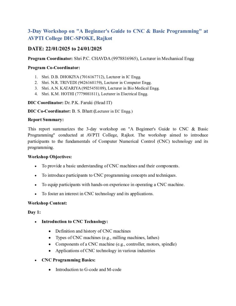 thumbnail of Report on 3 days workshop on CNC programming at DIC SPOKE Rajkot