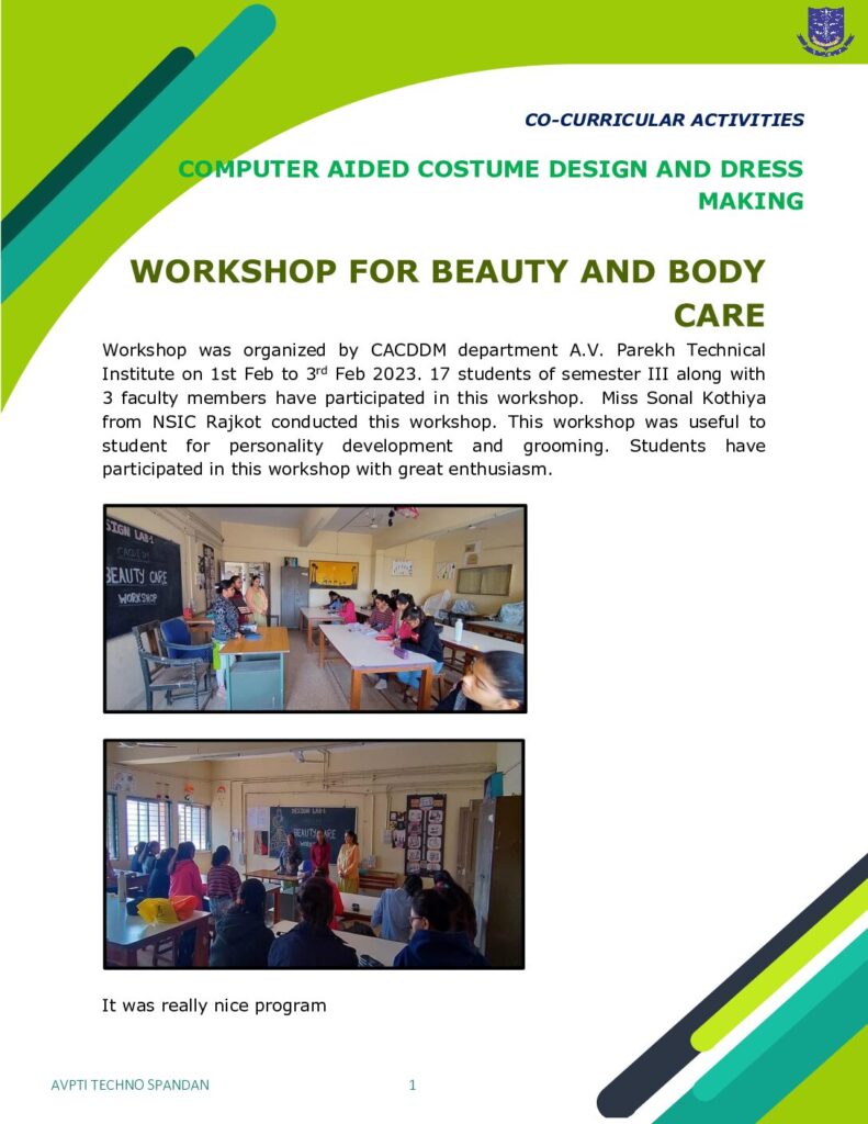 thumbnail of Workshop on Beauty care on 3 feb2023